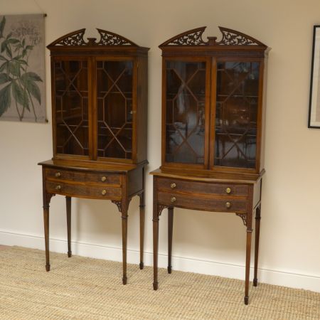 Edwardianische antike Nussbaum Bücherschränke britisch ca 1900