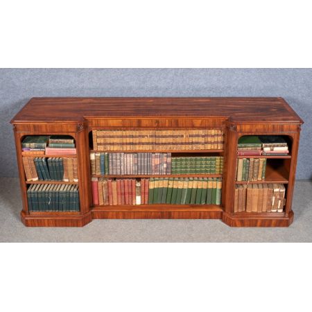 Antiker britischer Breakfront Bücherschrank Massivholz ca 1850