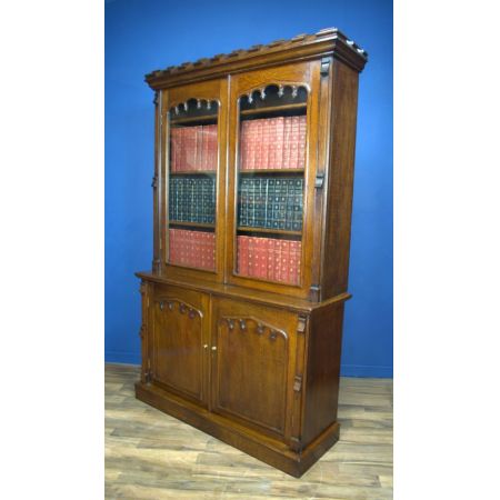 Viktorianischer antiker Eichen Bücherschrank britisch ca 1870