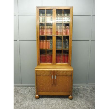 Antiker Art Deco Eichen Bücherschrank englisch ca 1930