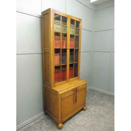 Antiker Art Deco Eichen Bücherschrank englisch ca 1930