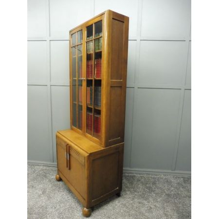 Antiker Art Deco Eichen Bücherschrank englisch ca 1930