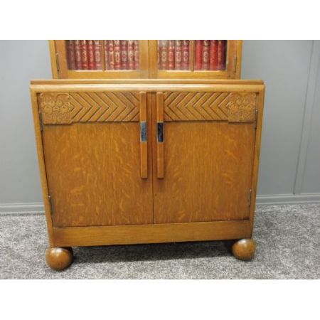 Antiker Art Deco Eichen Bücherschrank englisch ca 1930