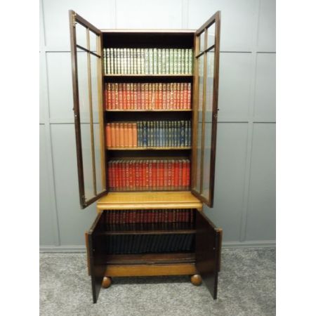 Antiker Art Deco Eichen Bücherschrank englisch ca 1930