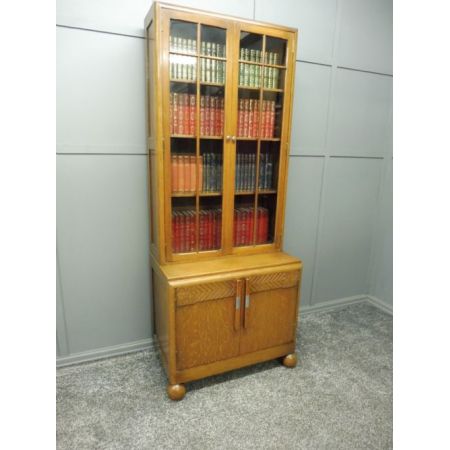 Antiker Art Deco Eichen Bücherschrank englisch ca 1930