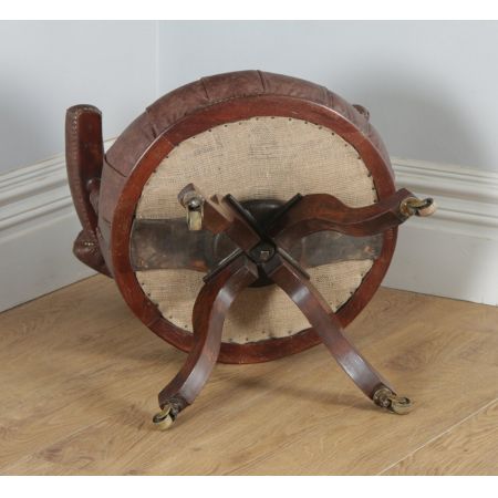 Viktorianischer antiker Nussbaum Bürostuhl Leder ca 1880