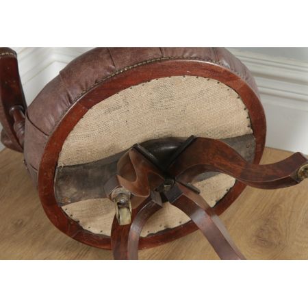 Viktorianischer antiker Nussbaum Bürostuhl Leder ca 1880