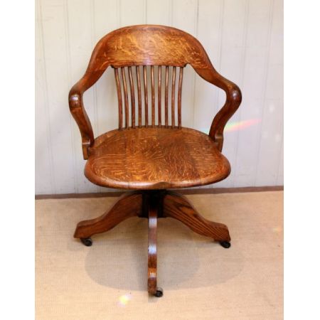 Antiker Eichen Bürostuhl Drehstuhl englisch ca 1910