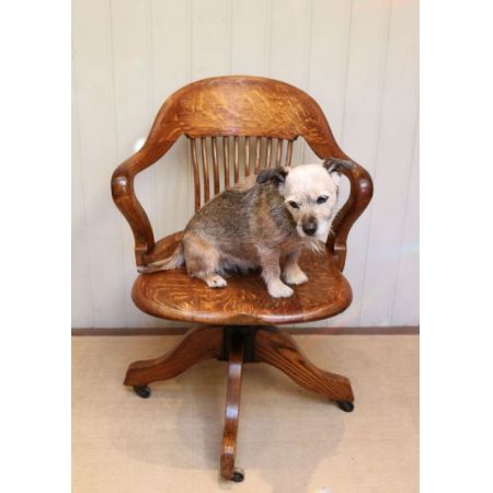 Antiker Eichen Bürostuhl Drehstuhl englisch ca 1910