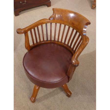 Antiker britischer Bürostuhl Mahagoni Drehstuhl ca 1890