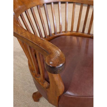 Antiker britischer Bürostuhl Mahagoni Drehstuhl ca 1890