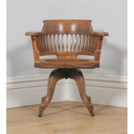 Viktorianischer antiker Eichen Bürostuhl Drehstuhl englisch ca 1890