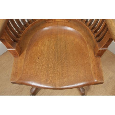 Viktorianischer antiker Eichen Bürostuhl Drehstuhl englisch ca 1890