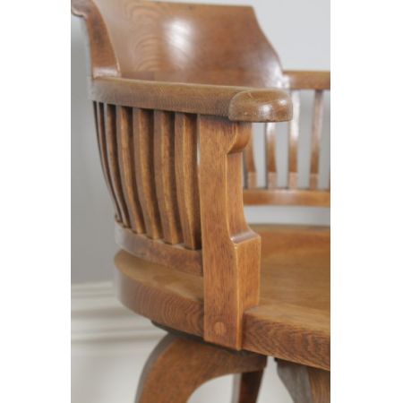 Viktorianischer antiker Eichen Bürostuhl Drehstuhl englisch ca 1890