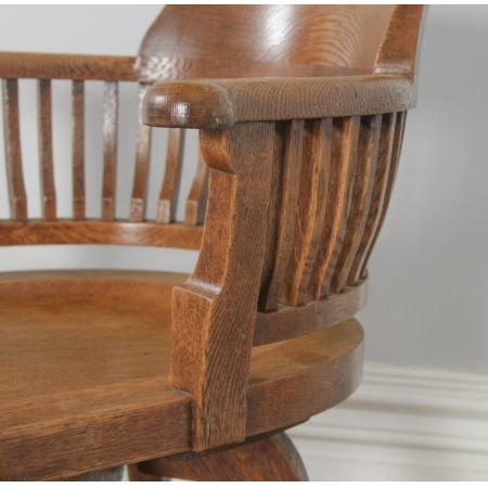 Viktorianischer antiker Eichen Bürostuhl Drehstuhl englisch ca 1890