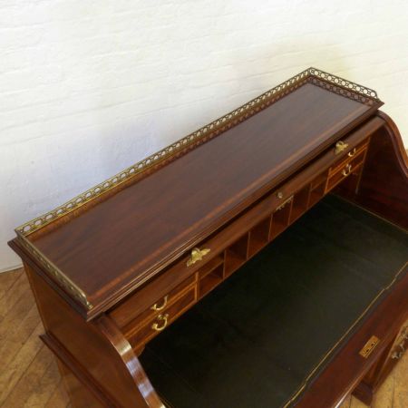 Viktorianischer antiker Mahagoni Schreibtisch Rolltop britisch ca 1890