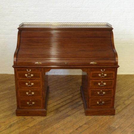 Viktorianischer antiker Mahagoni Schreibtisch Rolltop britisch ca 1890