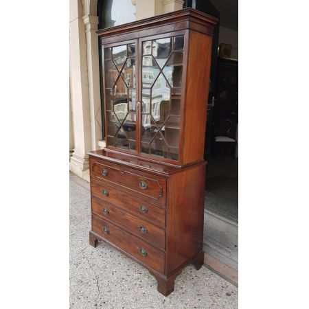 Antiker britischer Aufsatzsekretär Bureau Bookcase Mahagoni georgianisch ca 1780