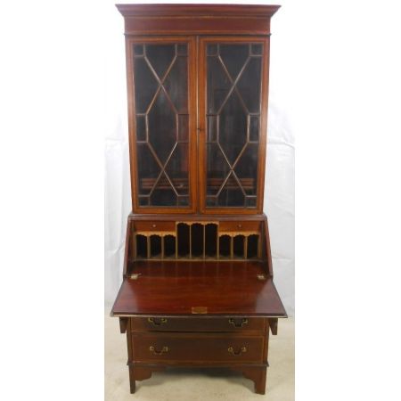 Edwardianischer antiker Mahagoni Aufsatzsekretär englisch ca 1900