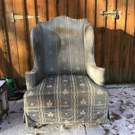 Viktorianischer antiker Sessel Ohrensessel Stoff britisch ca 1880