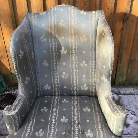 Viktorianischer antiker Sessel Ohrensessel Stoff britisch ca 1880