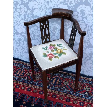 Edwardianischer antiker Mahagoni Stuhl Eckstuhl englisch ca 1890