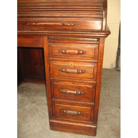 Antiker britischer Eichen Sekretär Rolltop ca 1910