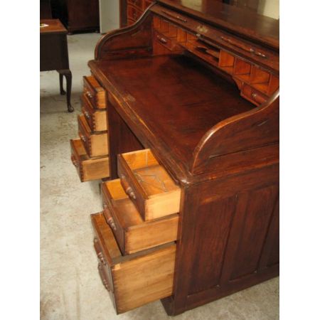Antiker britischer Eichen Sekretär Rolltop ca 1910