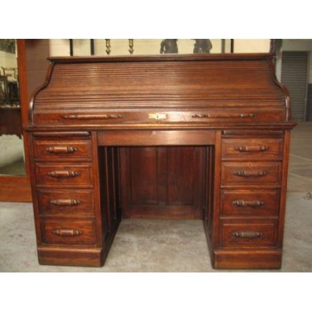 Antiker britischer Eichen Sekretär Rolltop ca 1910