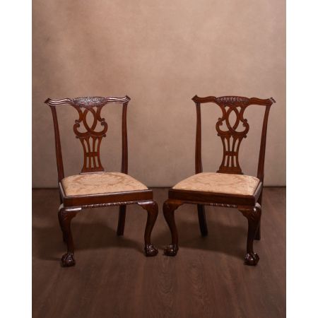 Englische edwardianische Mahagoni Stühle Chippendale antik ca 1890