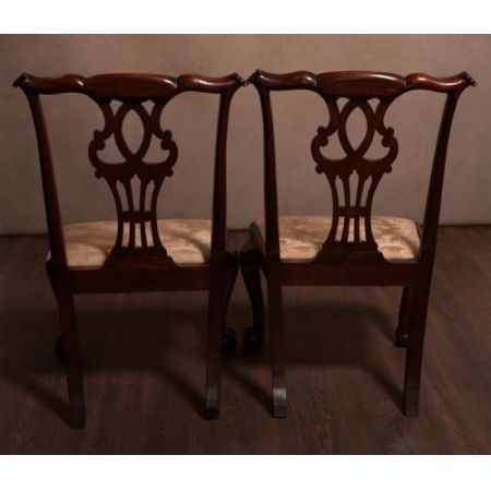 Englische edwardianische Mahagoni Stühle Chippendale antik ca 1890