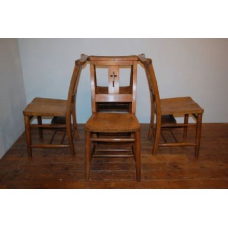 Antike britische Stühle Ulme Kapellenstühle ca 1880
