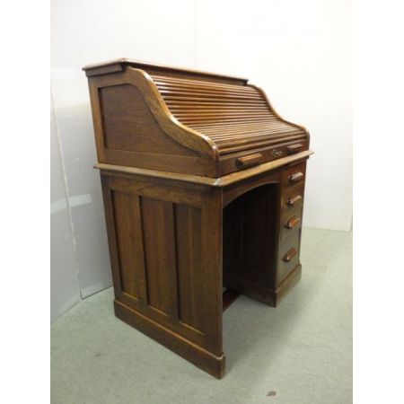 Antiker britischer Rolltop Sekretär Eiche ca 1920