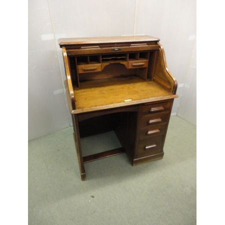 Antiker britischer Rolltop Sekretär Eiche ca 1920