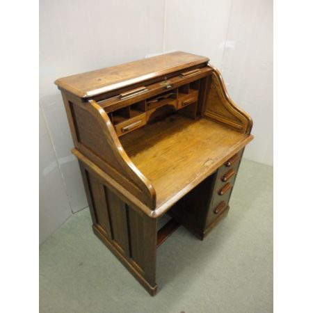 Antiker britischer Rolltop Sekretär Eiche ca 1920