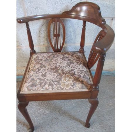Edwardianischer antiker Mahagoni Stuhl Eckstuhl britisch ca 1890