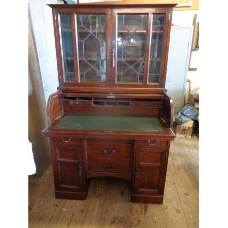 Antiker britischer Rolltop Sekretär Mahagoni ca 1920