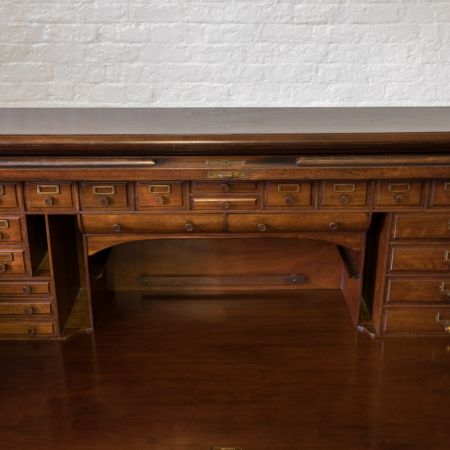 Edwardianischer antiker Nussbaum Sekretär Rolltop englisch ca 1890