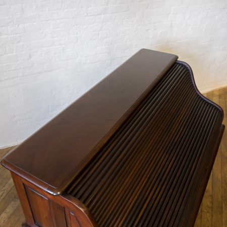 Edwardianischer antiker Nussbaum Sekretär Rolltop englisch ca 1890