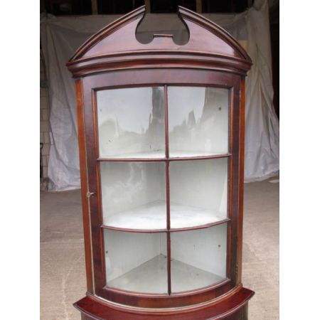 Britische antike Mahagoni Vitrine Bücherschrank Eckvitrine ca 1920