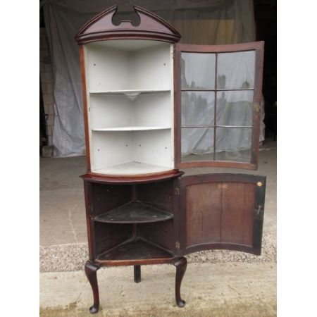 Britische antike Mahagoni Vitrine Bücherschrank Eckvitrine ca 1920