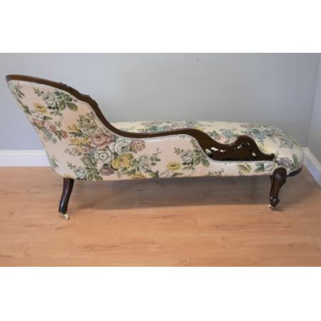 Viktorianische antike Mahagoni Chaiselongue Satinstoff britisch ca 1870