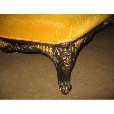 Viktorianische antike Massivholz Chaiselongue Ebenholz britisch ca 1870