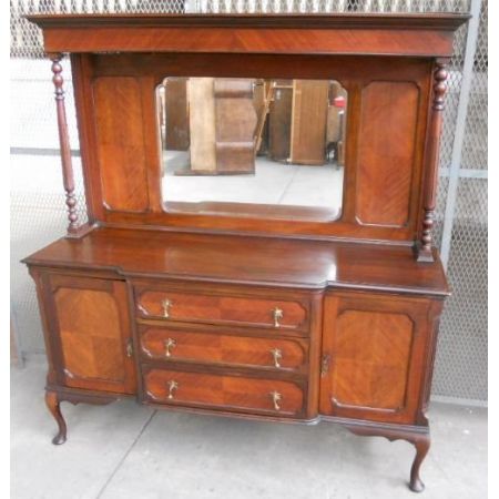 Edwardianischer antiker Mahagoni Sideboard englisch Mirrorback ca 1910