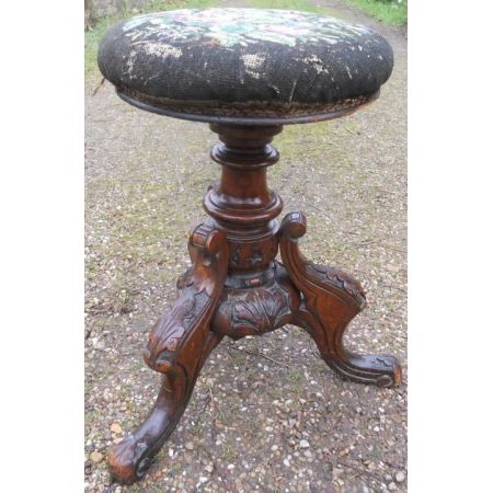 Viktorianischer antiker Nussbaum Klavierhocker englisch ca 1850