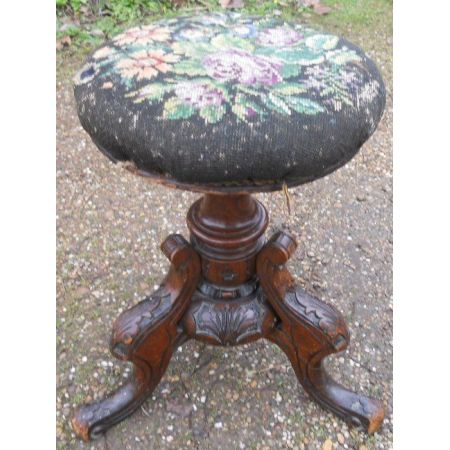 Viktorianischer antiker Nussbaum Klavierhocker englisch ca 1850