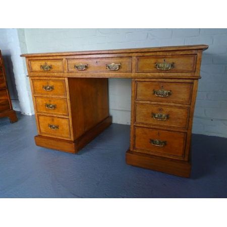 Antiker viktorianischer Eichen Schreibtisch britisch ca 1870