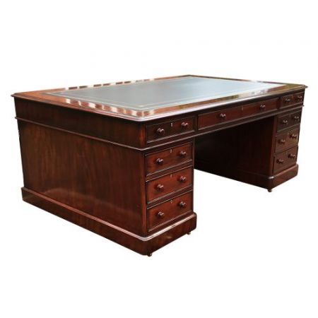 Antiker Massivholz Partner Schreibtisch Mahagoni englisch ca 1860