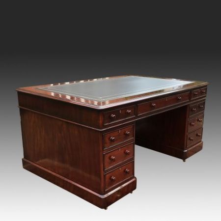 Antiker Massivholz Partner Schreibtisch Mahagoni englisch ca 1860