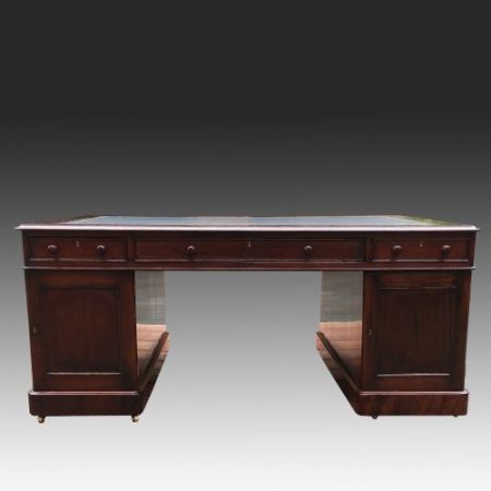 Antiker Massivholz Partner Schreibtisch Mahagoni englisch ca 1860